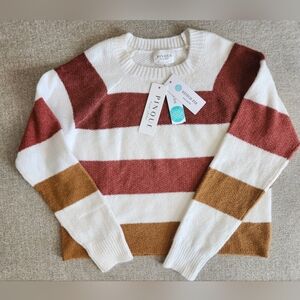 Pinque Stitch Fix Ivory Rust Stripe Crewneck Burnt OrangeFlorence Raglan Sweater